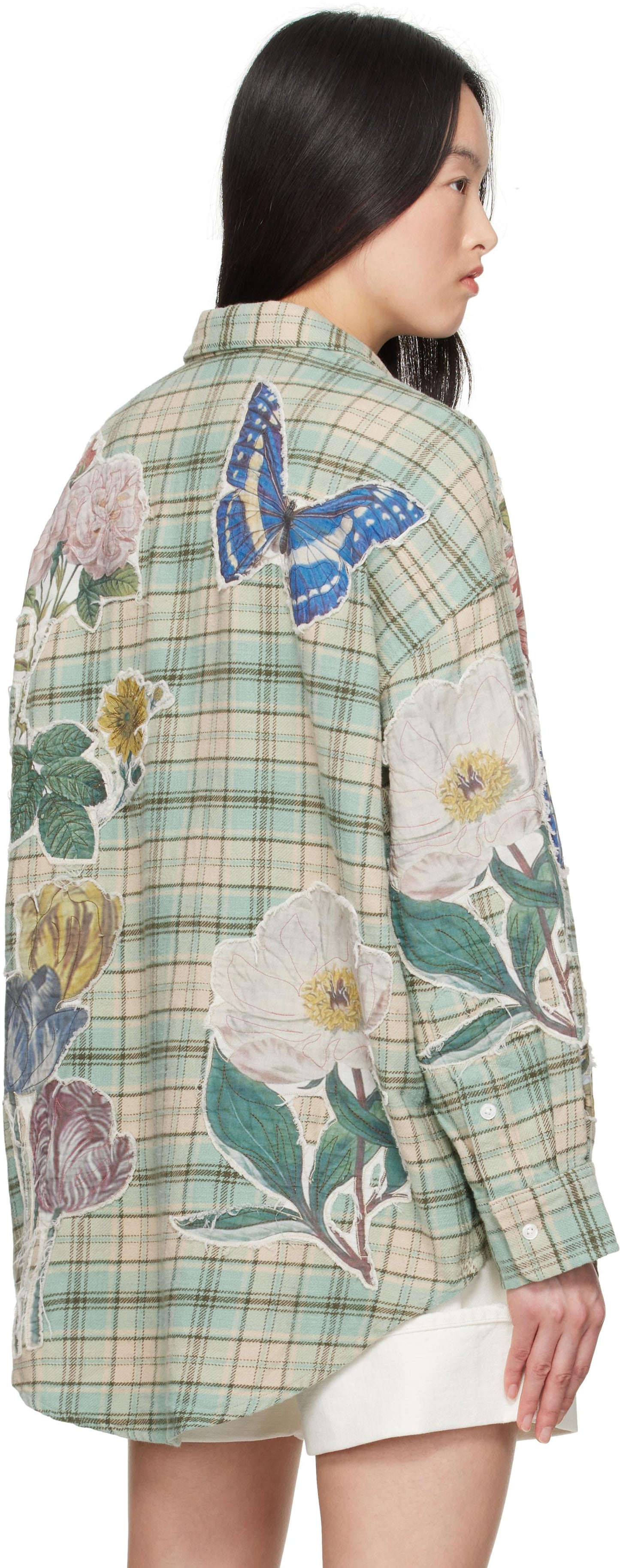 Oversized Graphic Patchwork Flannel Shirt