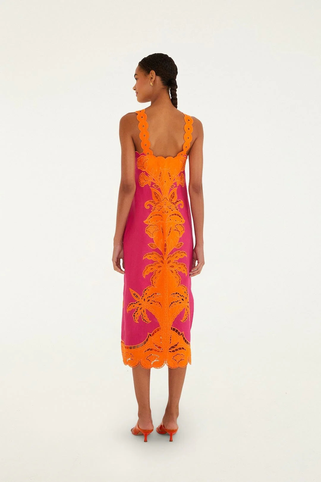 Pinke Cutwork Midi Dress