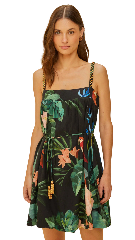 Black Midnight Macaw Fiesta Mini Dress