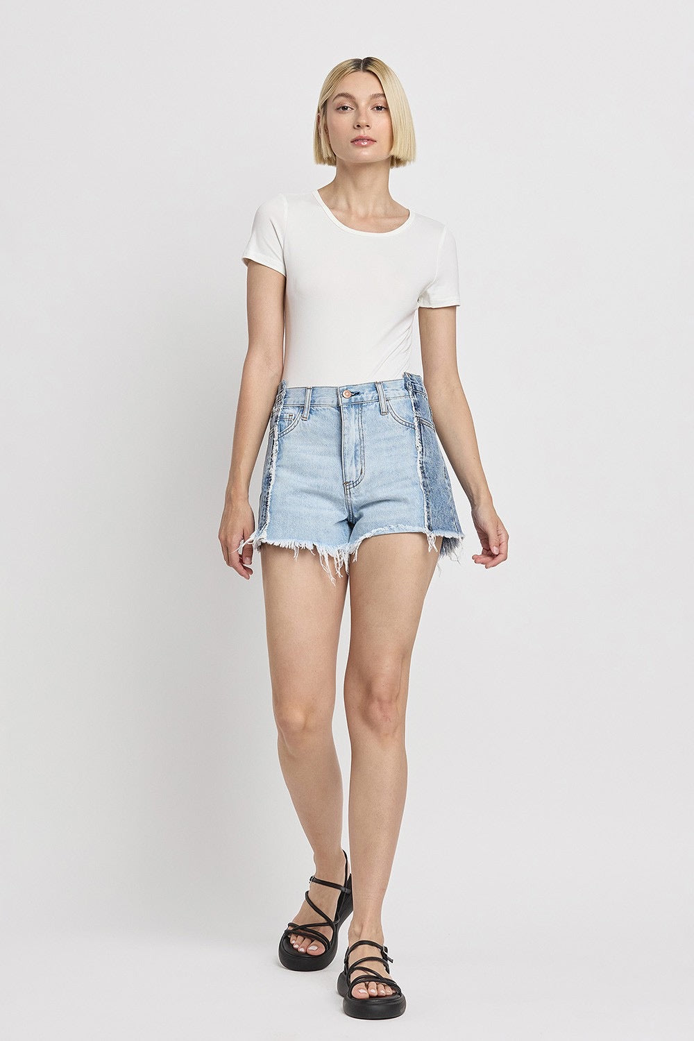 Abstracted Denim Shorts