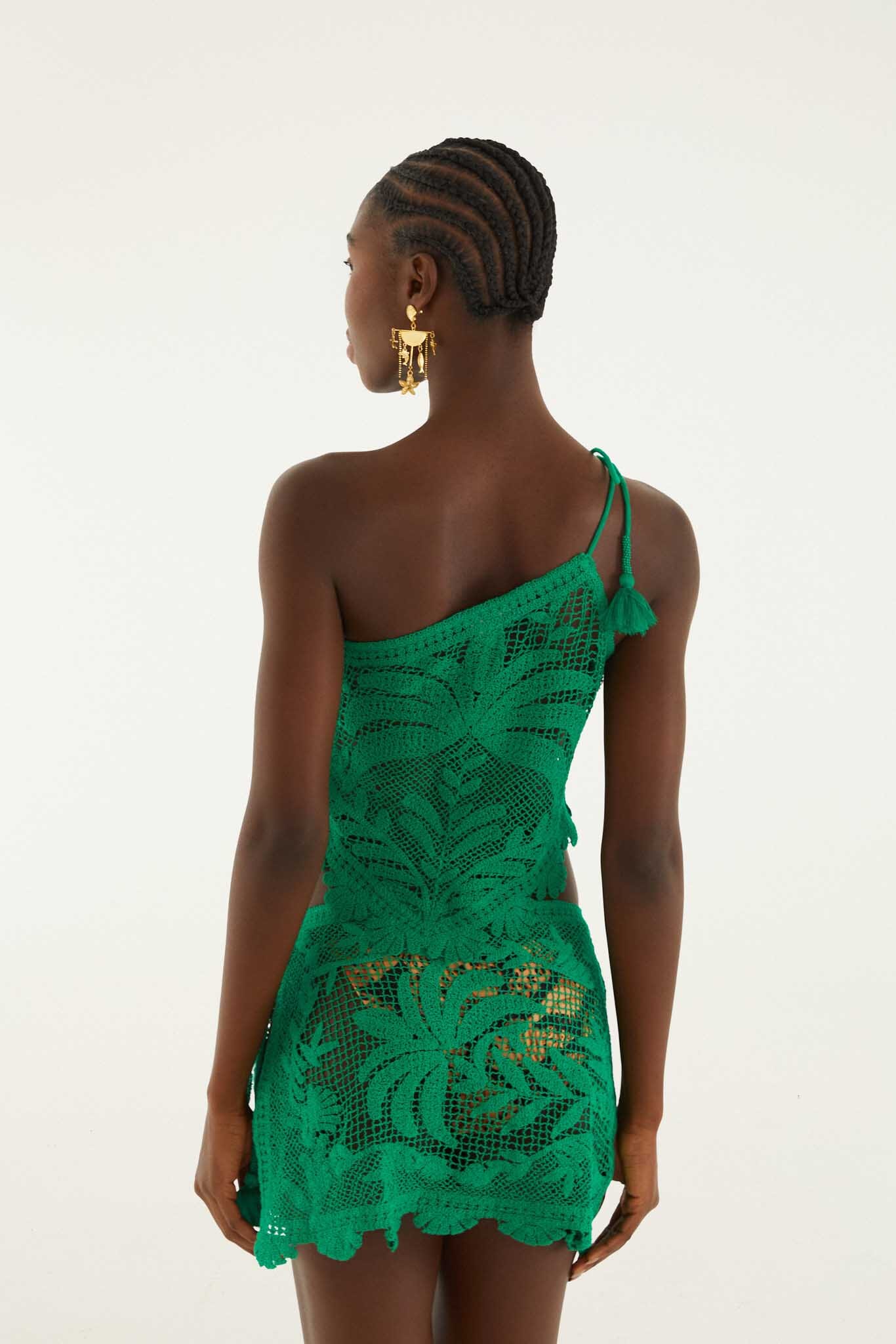 Green One-Shoulder Sheer Set