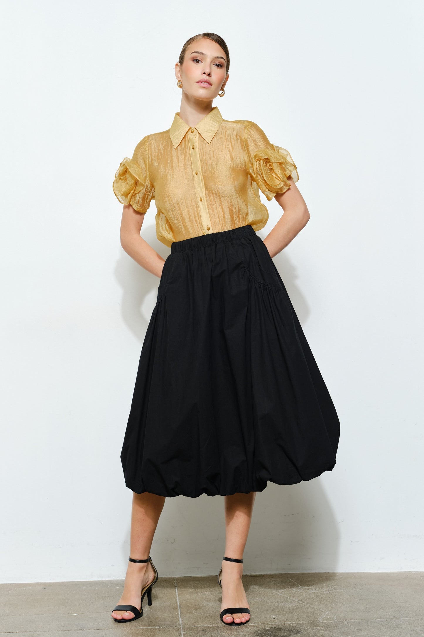Golden Bloom Rosette Blouse