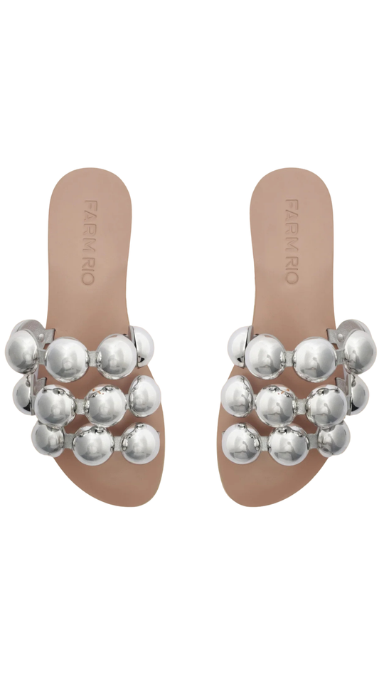 Silver Color Beads Flat Sandal