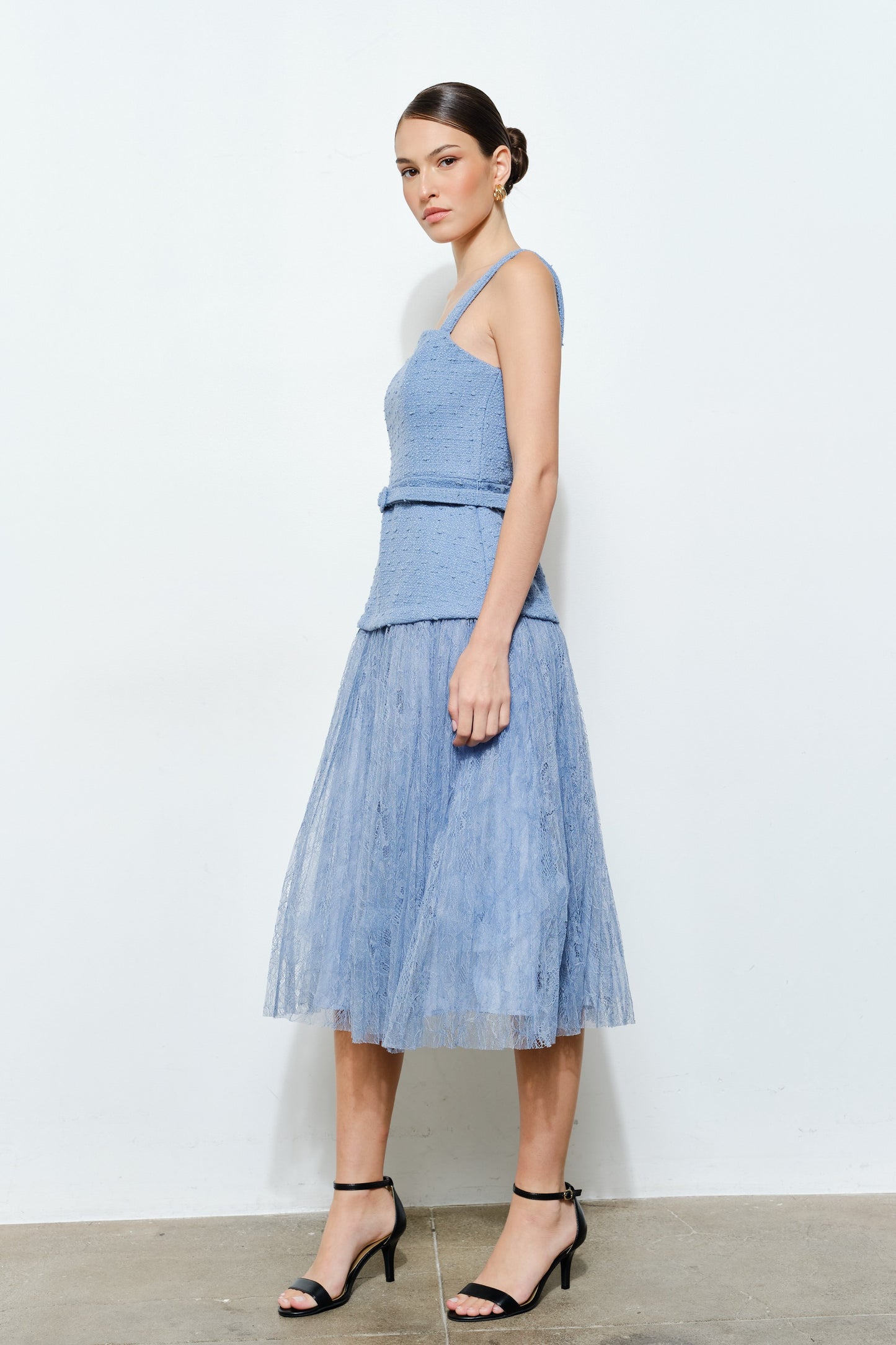 Bluebell Tweed Lace Midi Dress