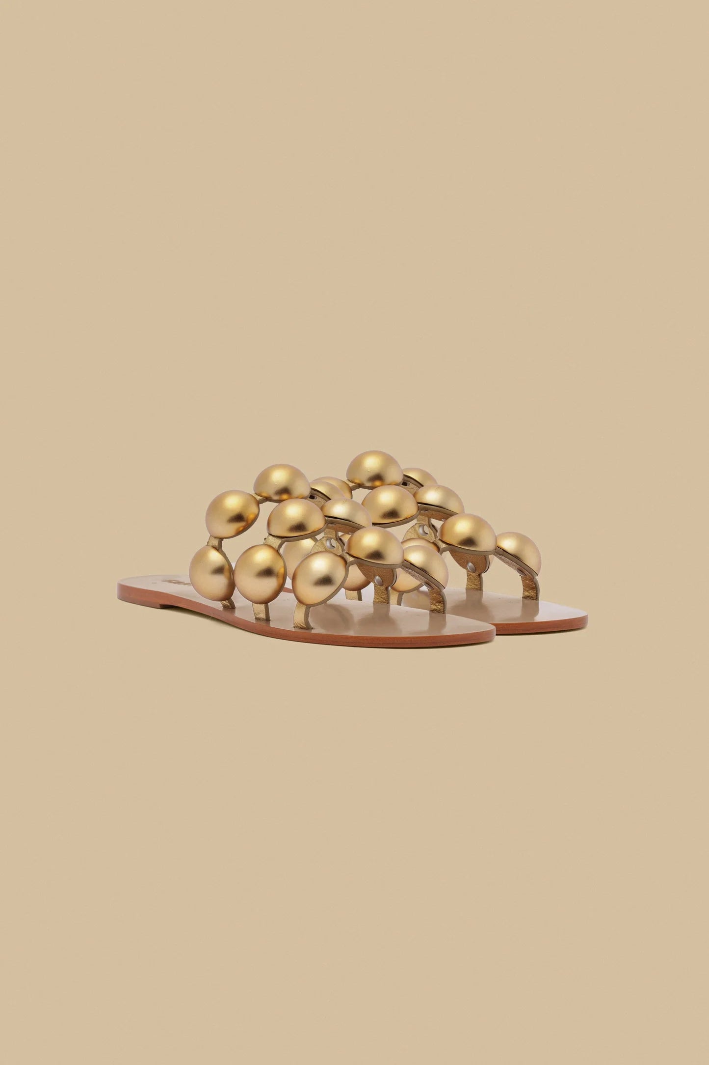 Gold Color Beads Flat Sandal