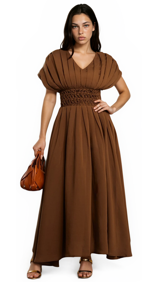 Cocoa Smocked Waist Maxi Dress