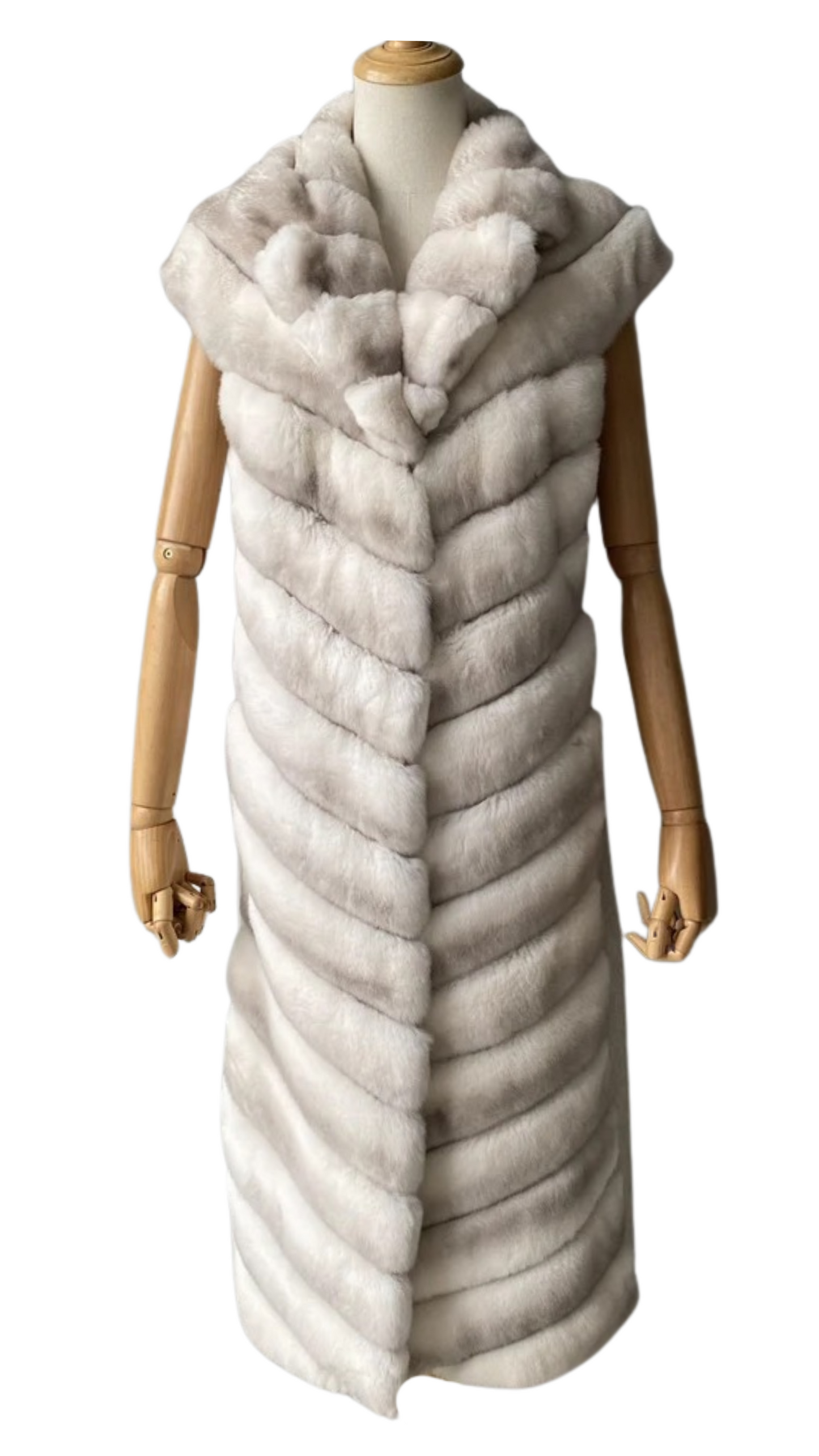 Budapest Cashmere Vest Rex Fur - Cream