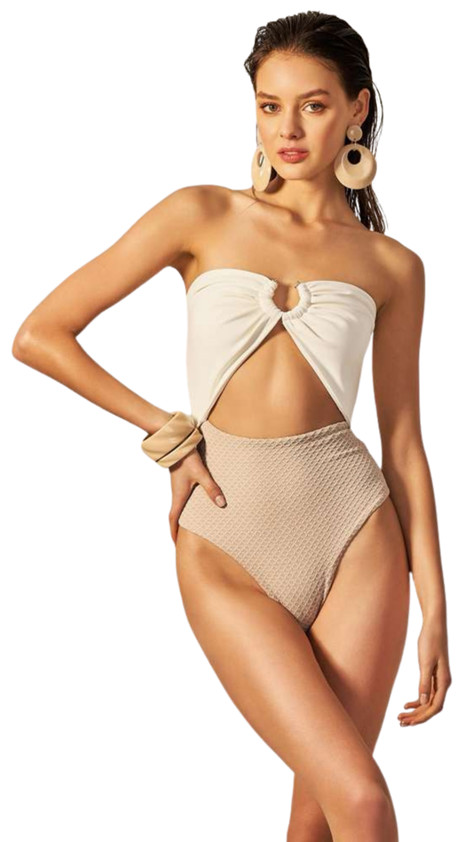 NUDE TEXTURED BODY SCARF SWIMSUIT