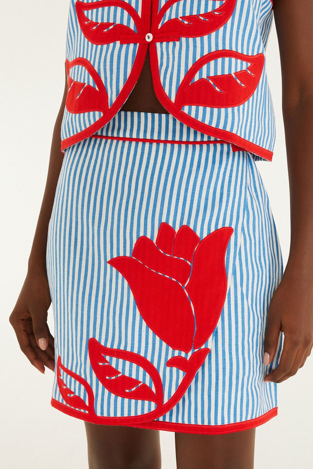 Sky Stripes Blue Skirt Set