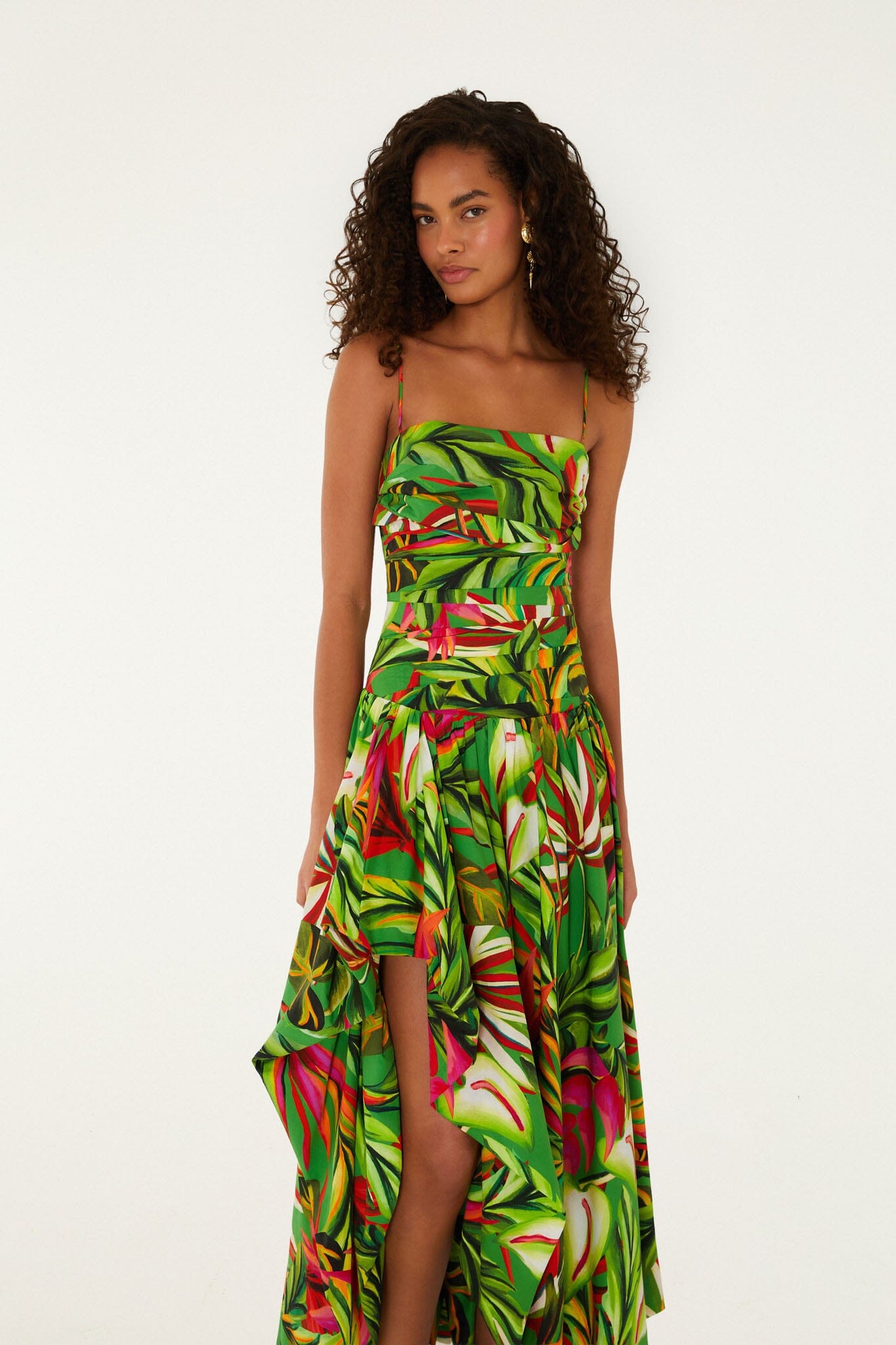 Green Tropical Dream Draped Maxi Dress