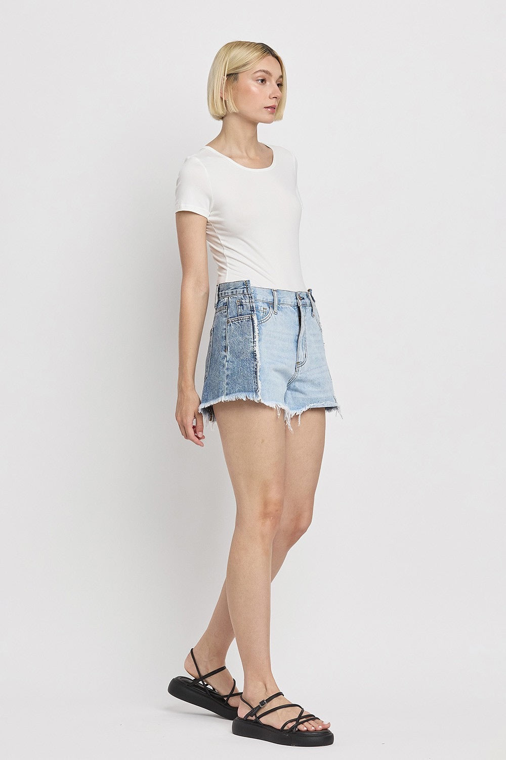 Abstracted Denim Shorts