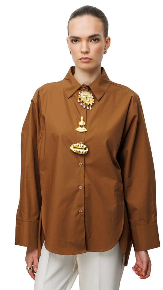 Soleil Statement Shirt – Caramel
