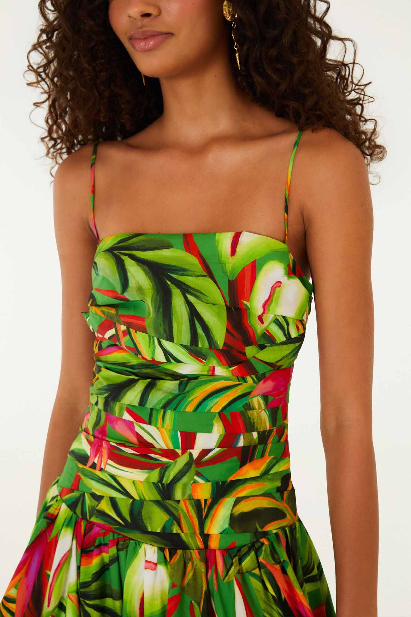Green Tropical Dream Draped Maxi Dress