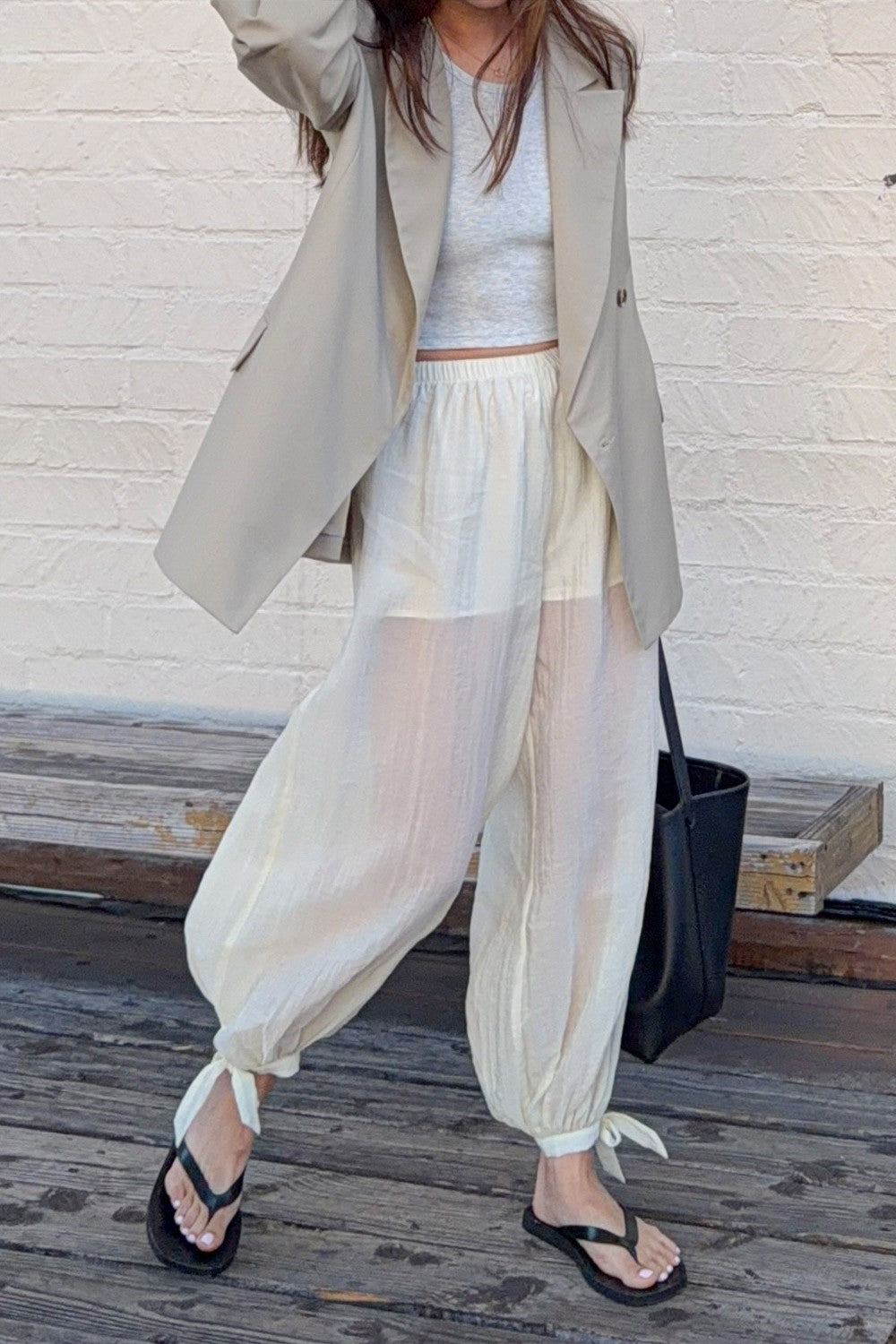 Ivory Sheer Organza Pants