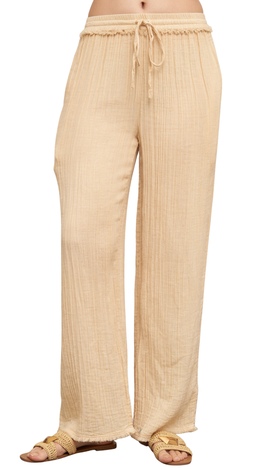 Sand Textured Straight-Leg Pants