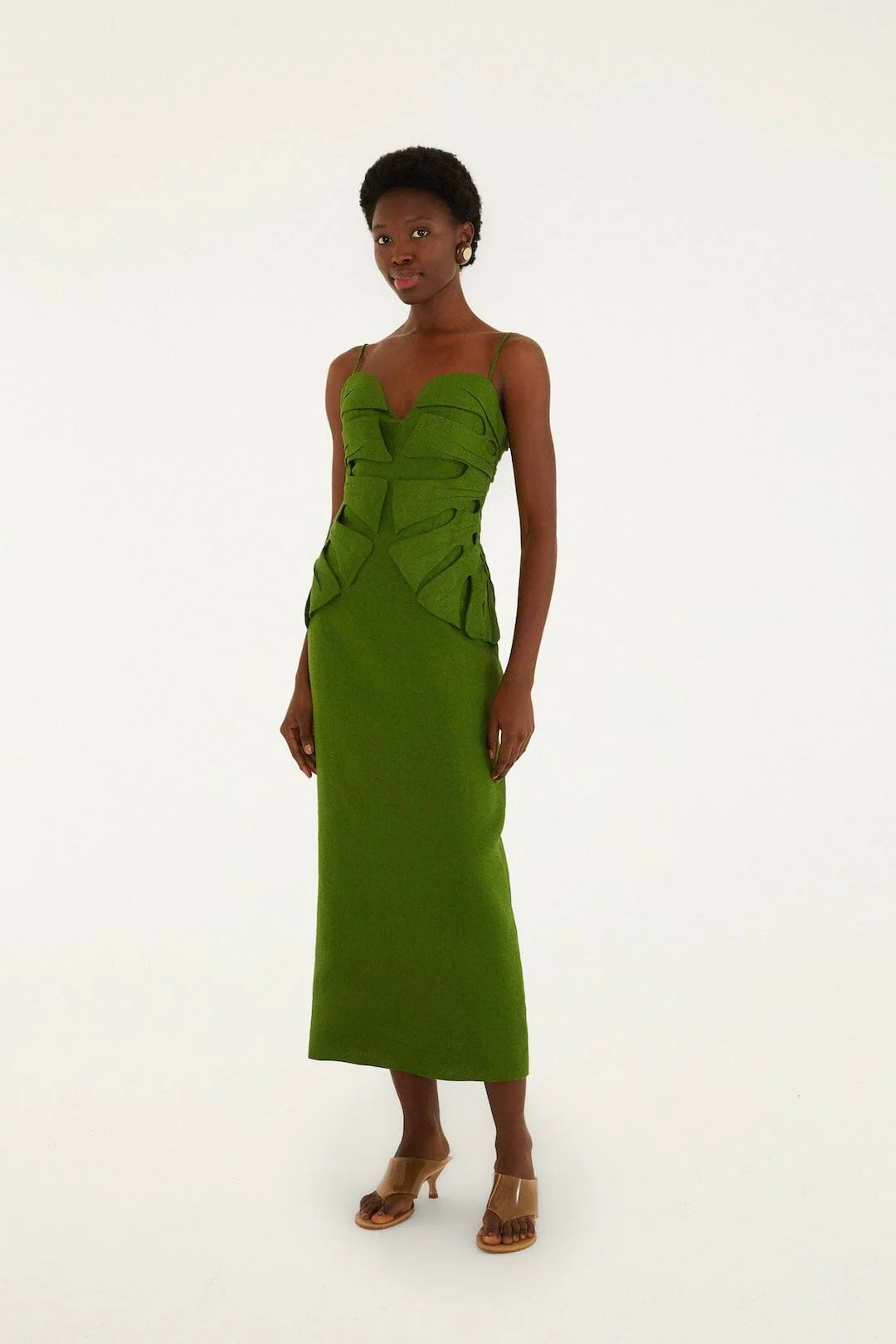 Green Monstera Leaf Maxi Dress