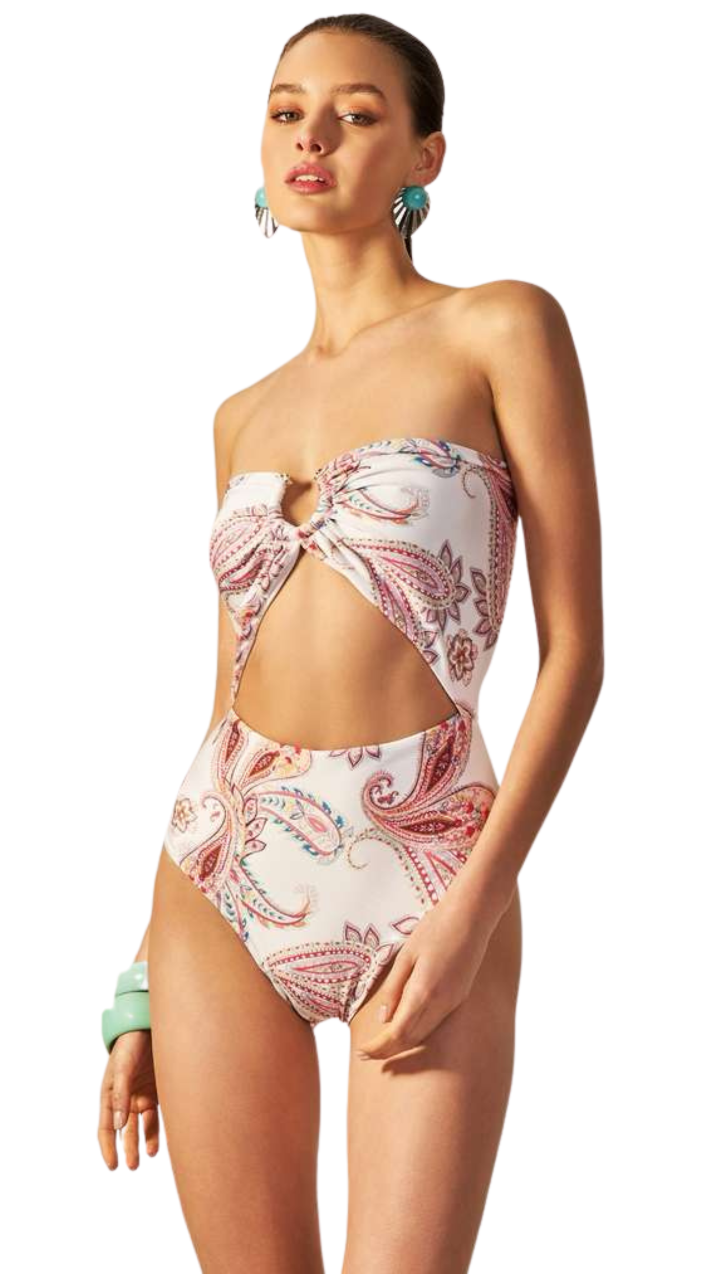 PINK PAISLEY TEXTURED BODY SCARF SWIMSUIT