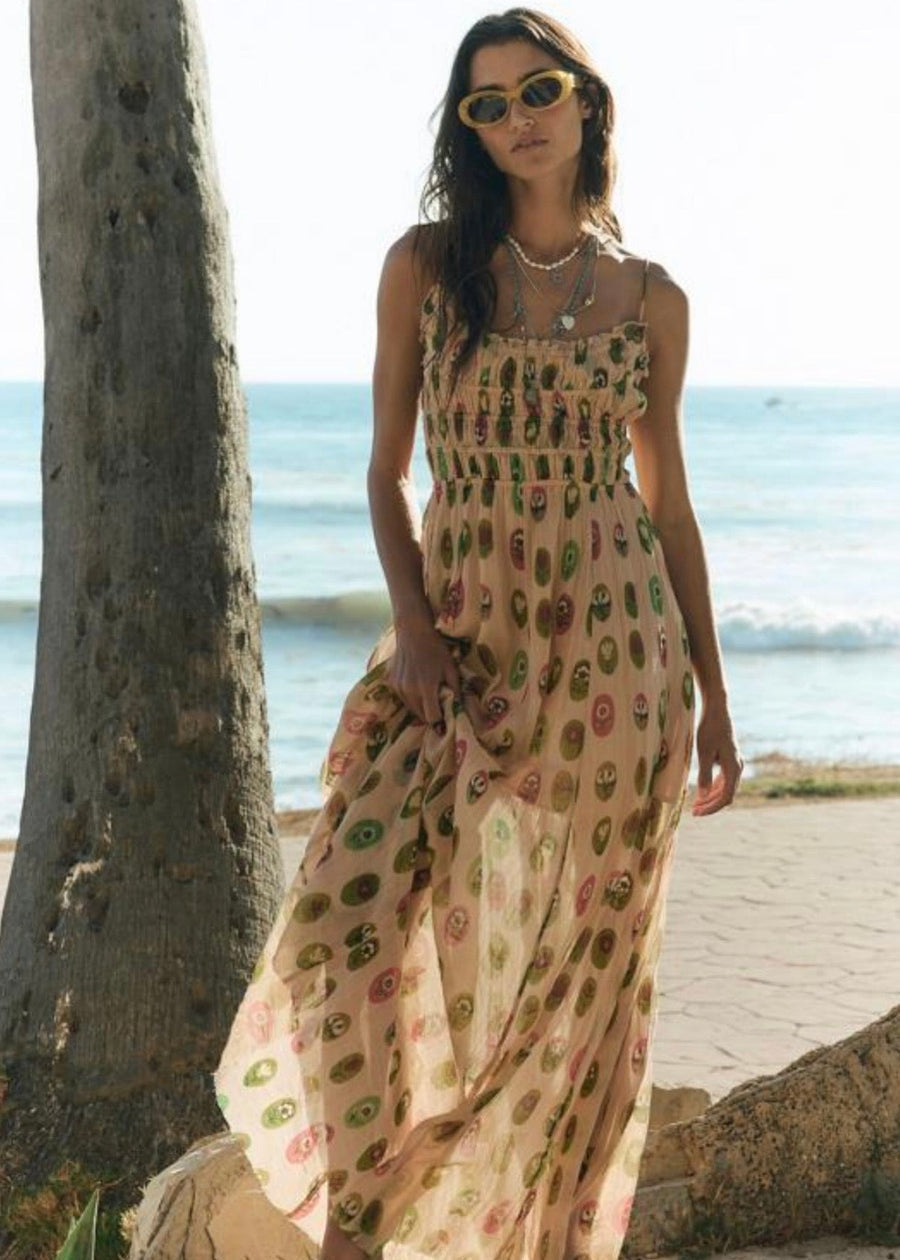Ciella printed midi dress in dusty pink combo
