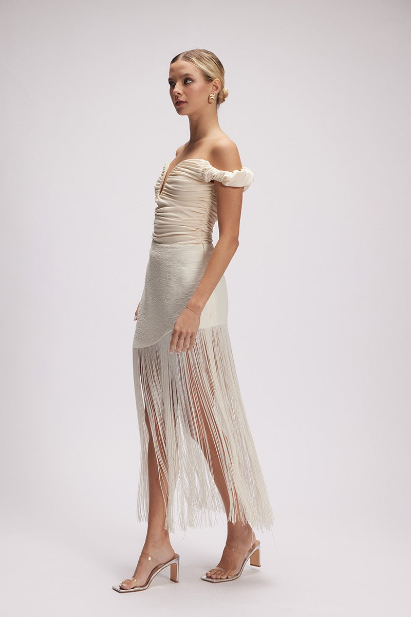 Danny Fringes skirt-white