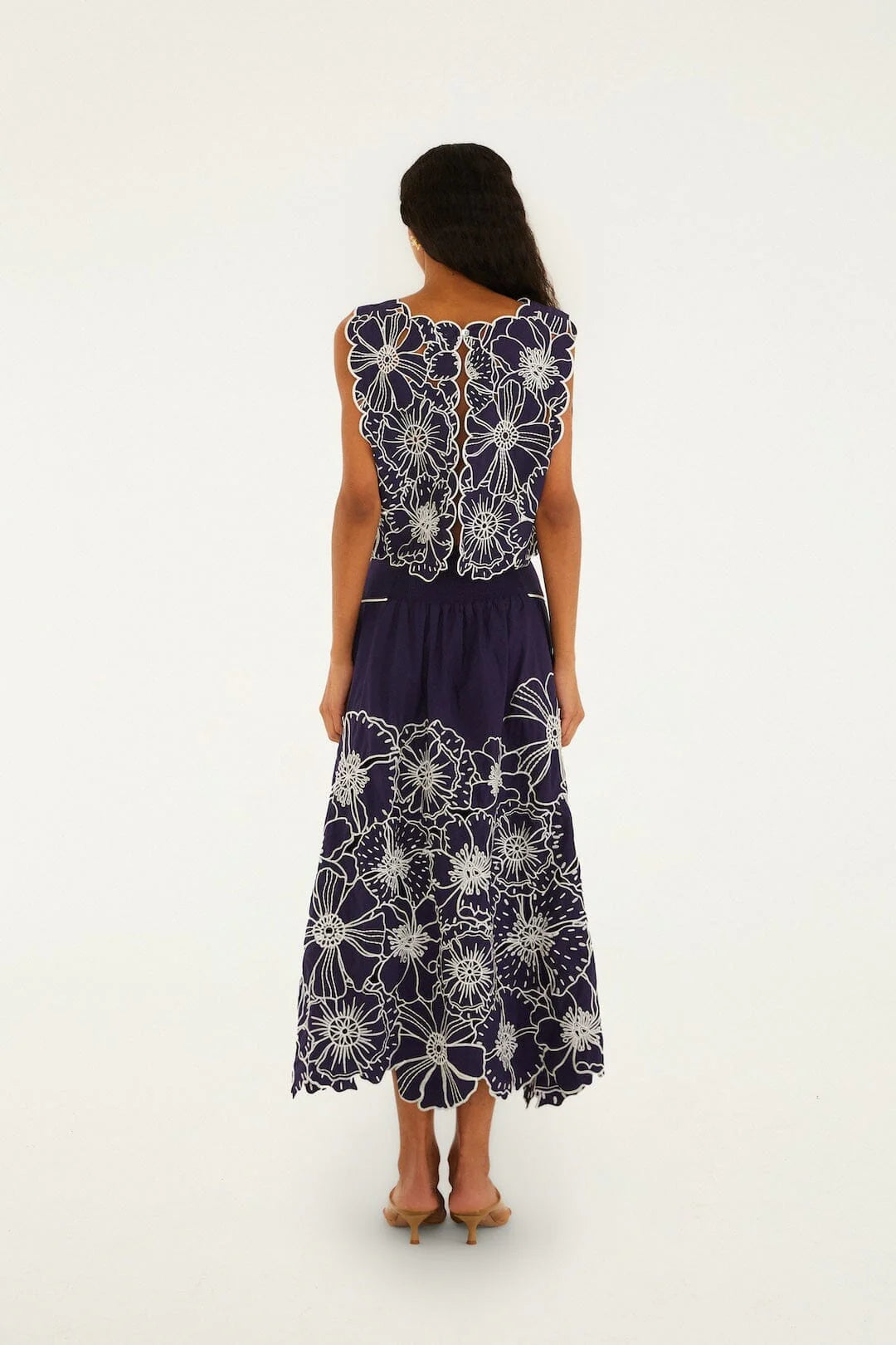 Blue Flowers Richelieu Skirt Set