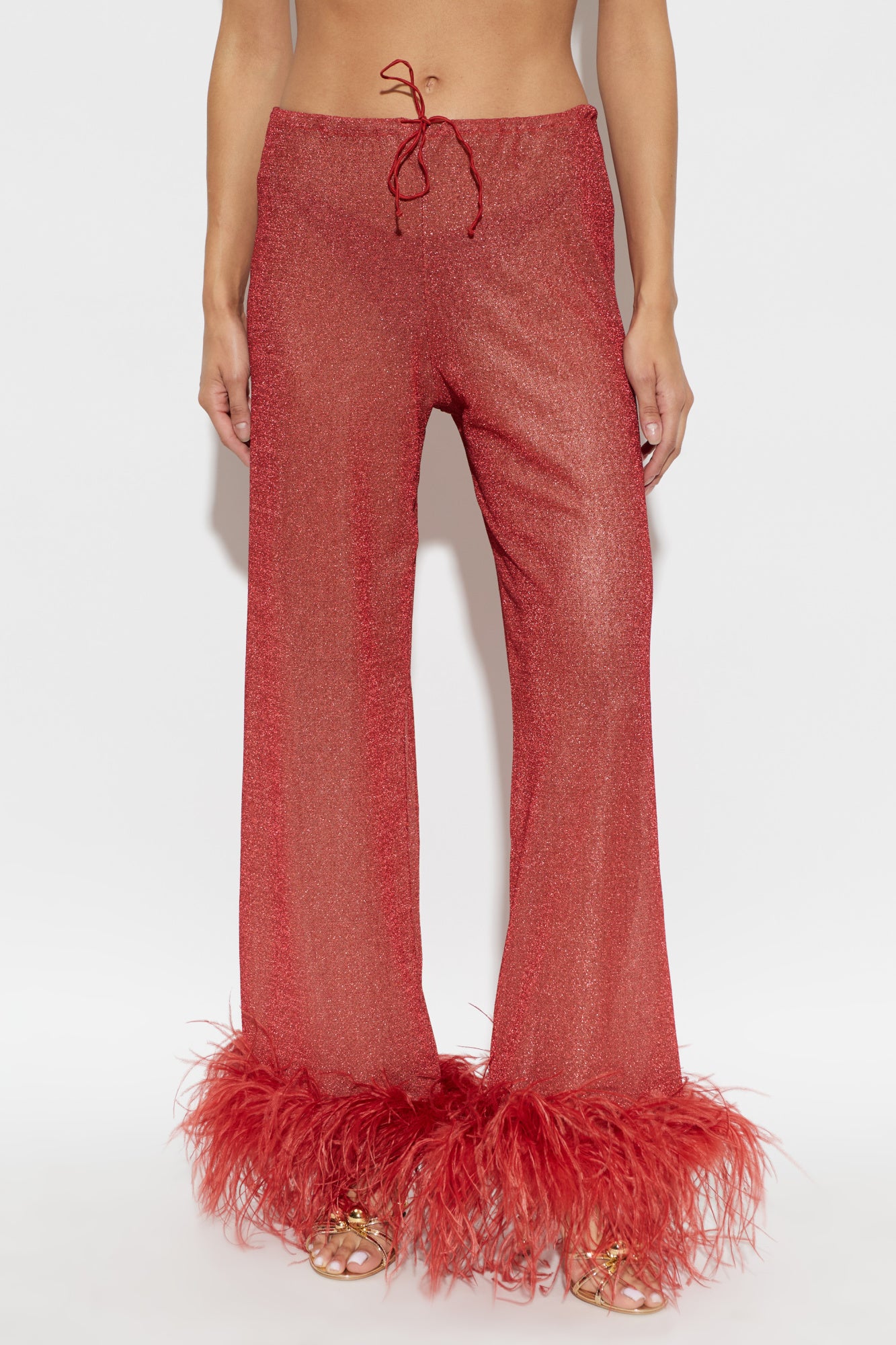 LUMIÈRE PLUMAGE SLIM SHIRT & PANTS SET -Coral
