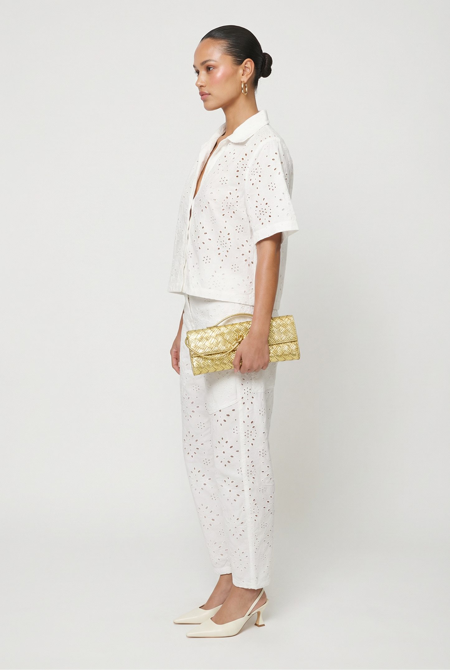 Blanc Broderie Denim Set
