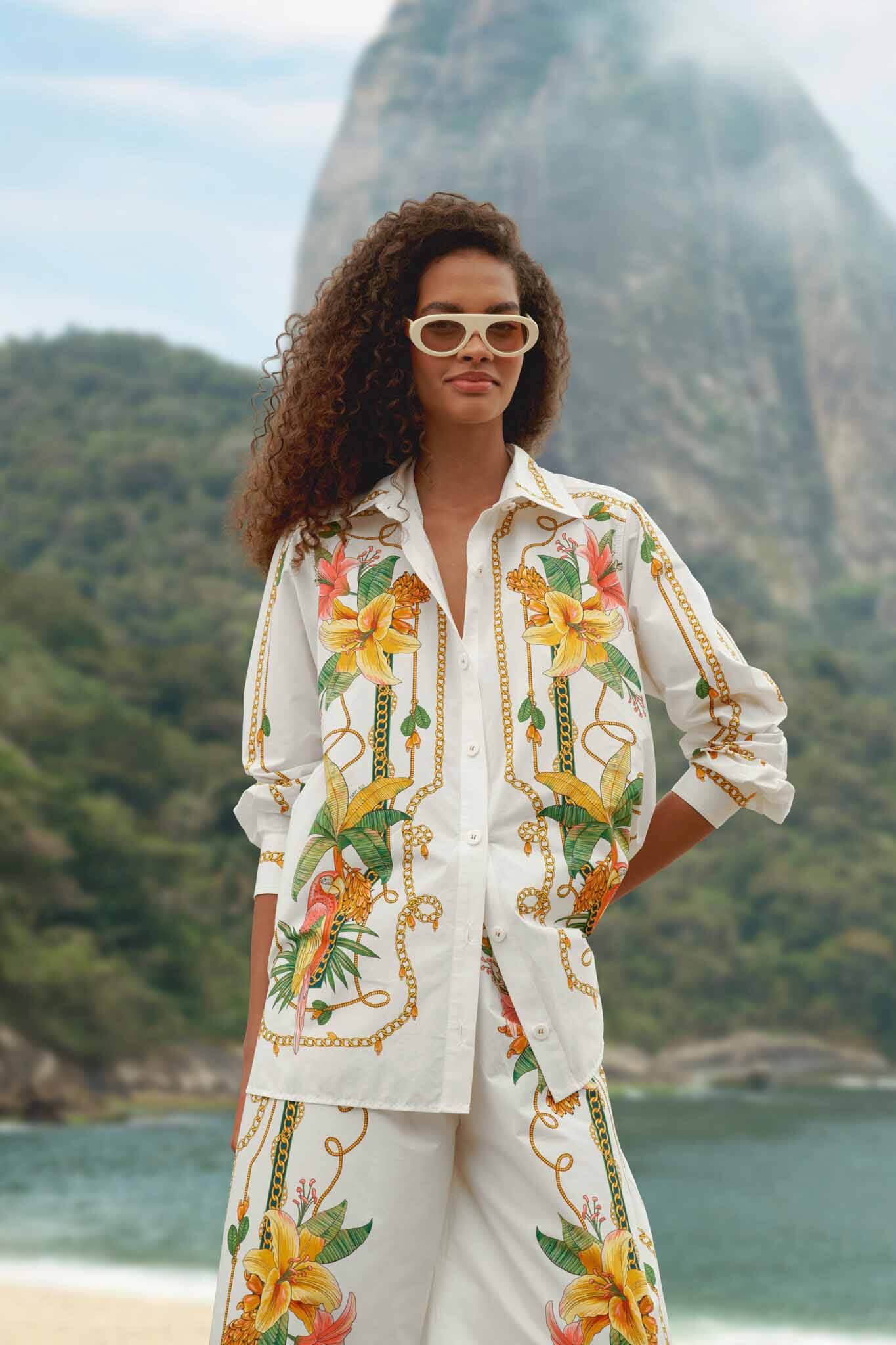 Tropical Royalty Off-White Pants Set