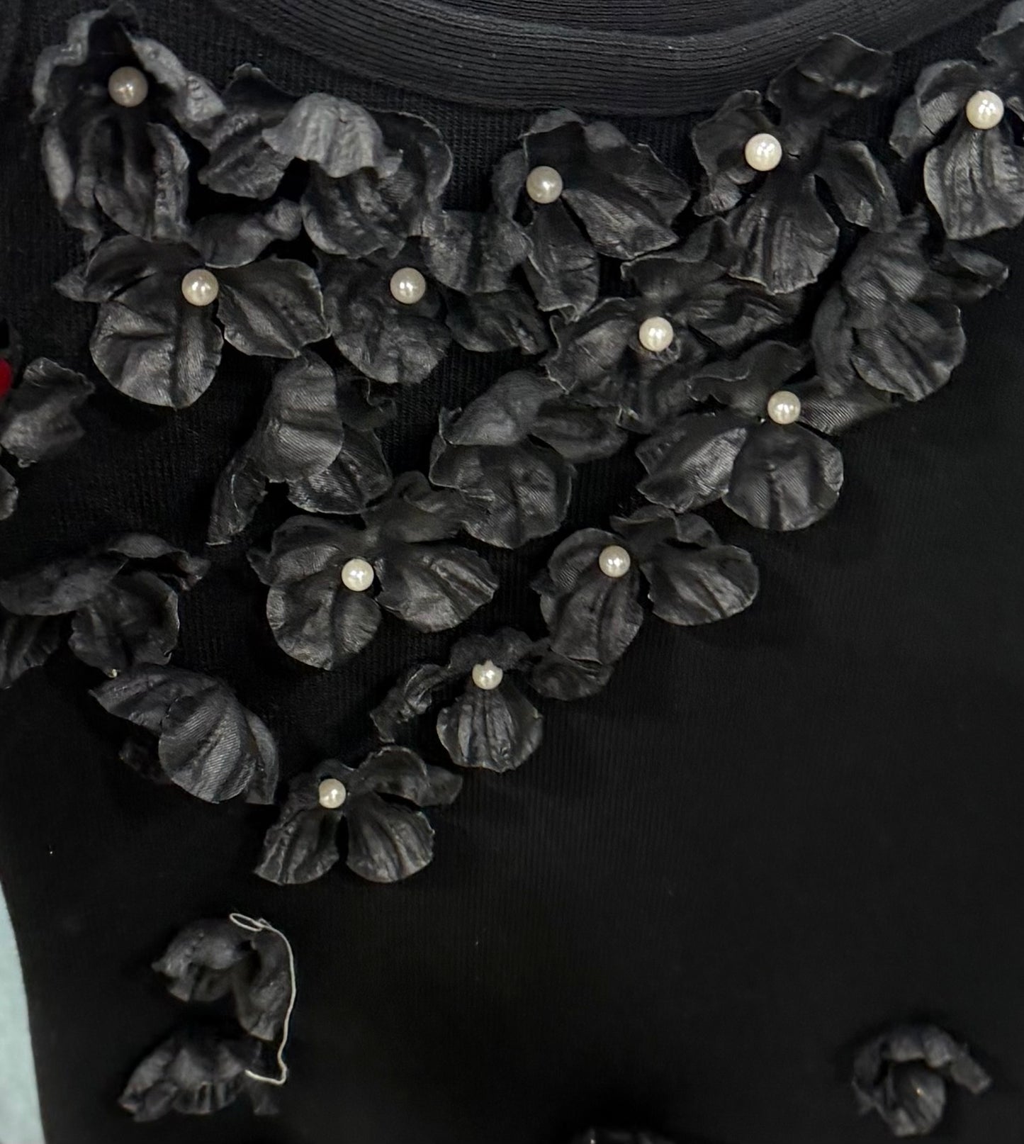 Black 3D Floral Mini Dress