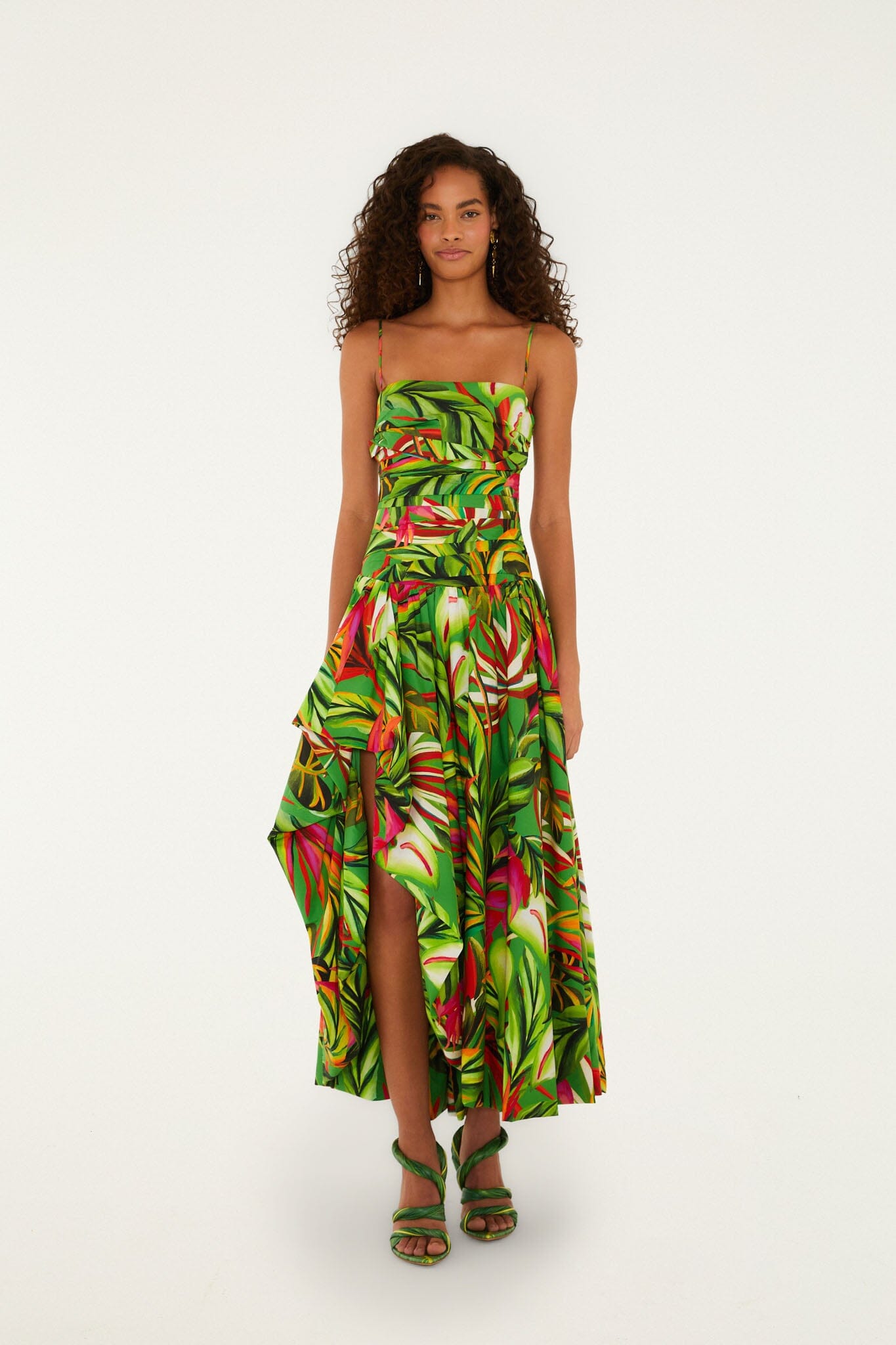 Green Tropical Dream Draped Maxi Dress