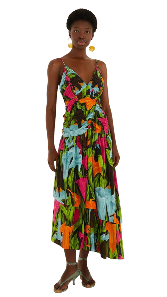 Black Mujeres Y Flores Midi Dress