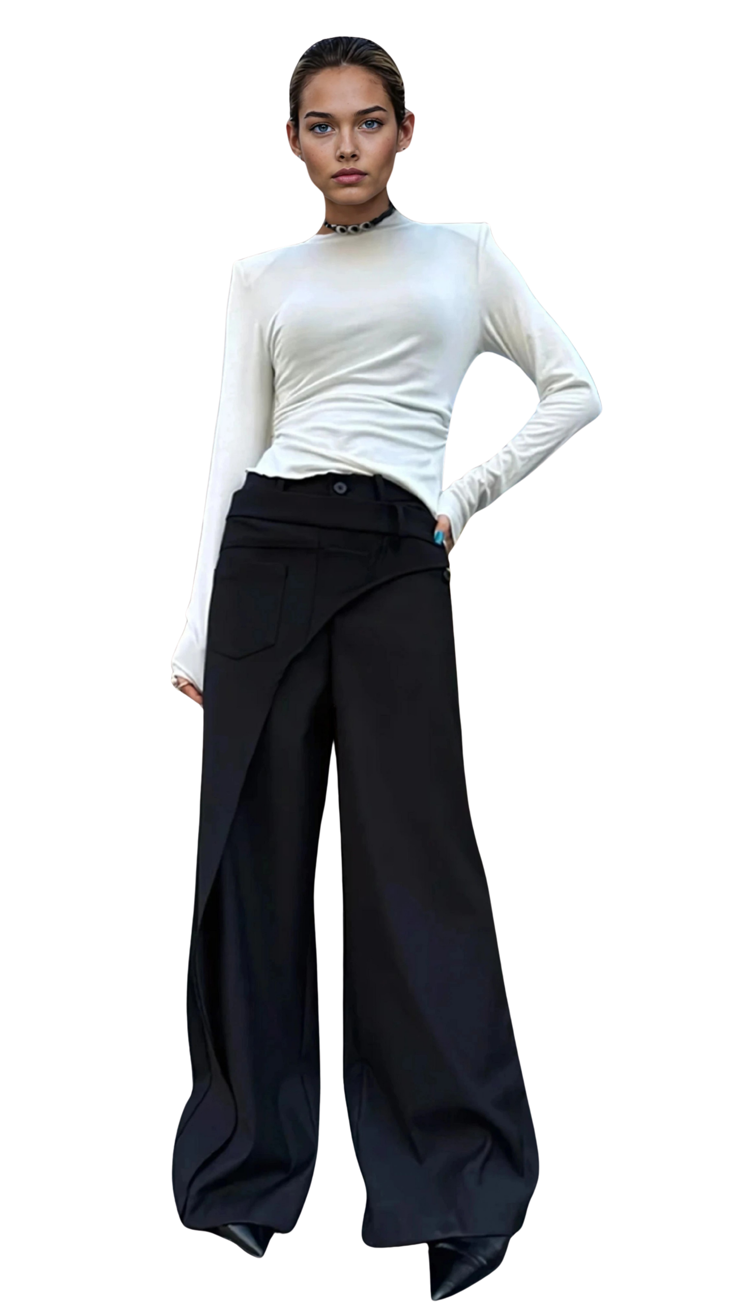 The 'Oblique Wrap' Wide-Leg Trousers