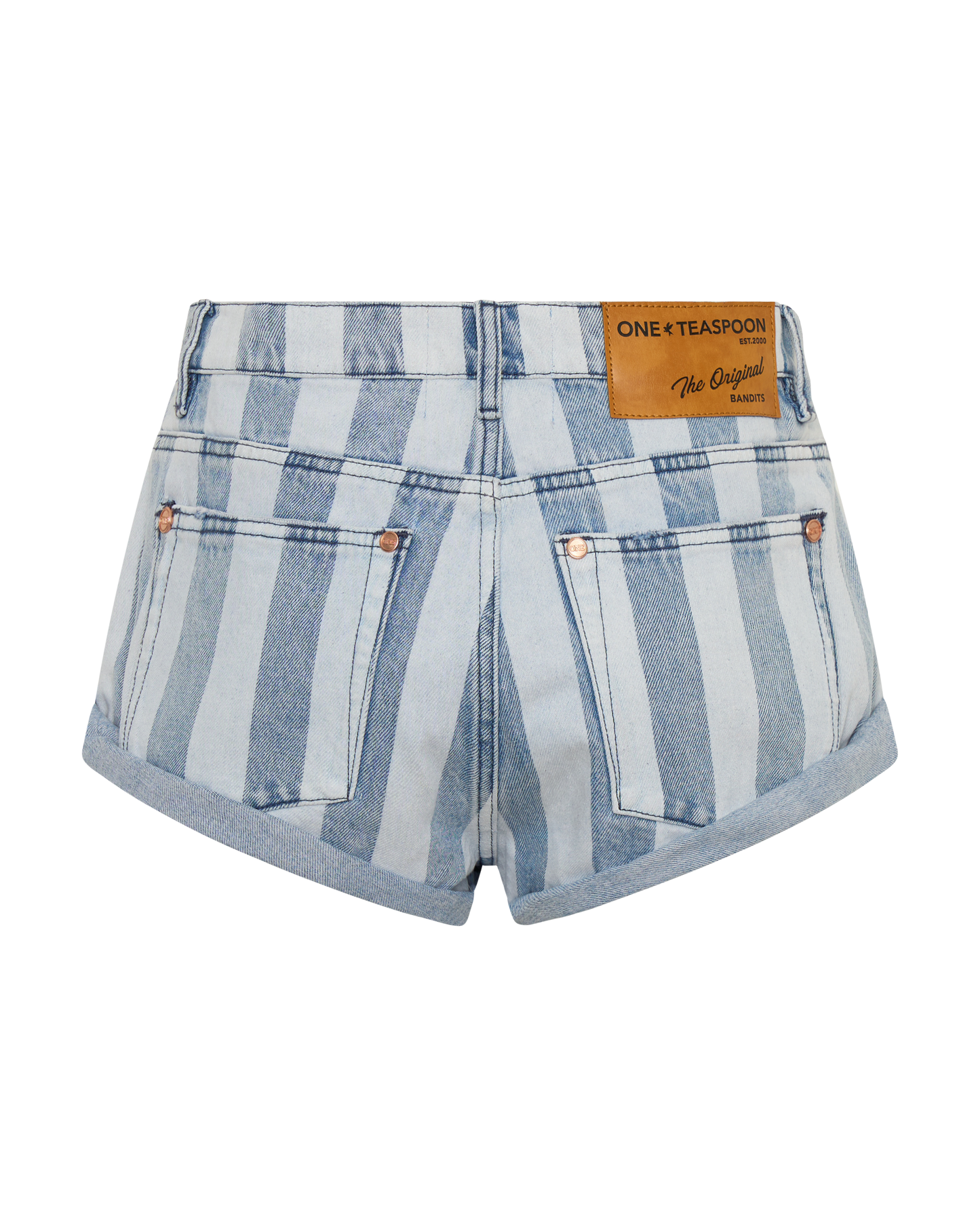 Bandits Low Waist Denim Shorts - Beach Club Stripe