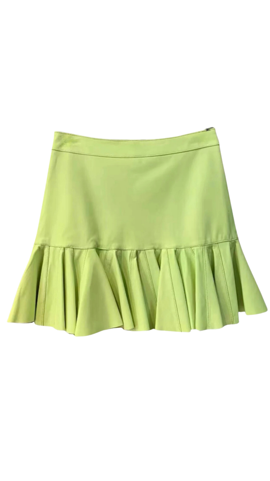 Emilia leather skirt- lime green