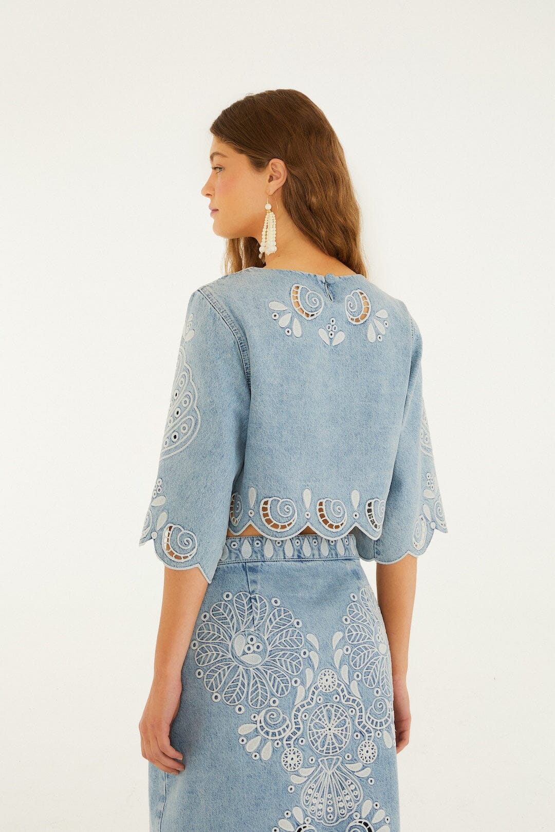 Denim Richelieu Kimono Sleeves Set