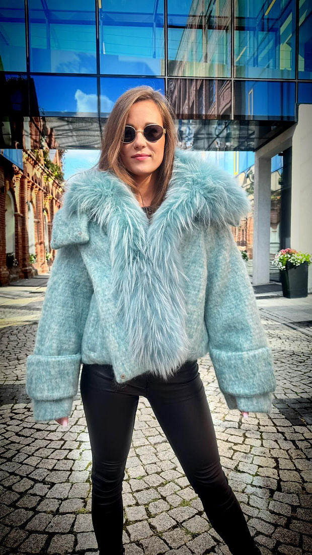 Ice Mint Silver Fox Fur Jacket