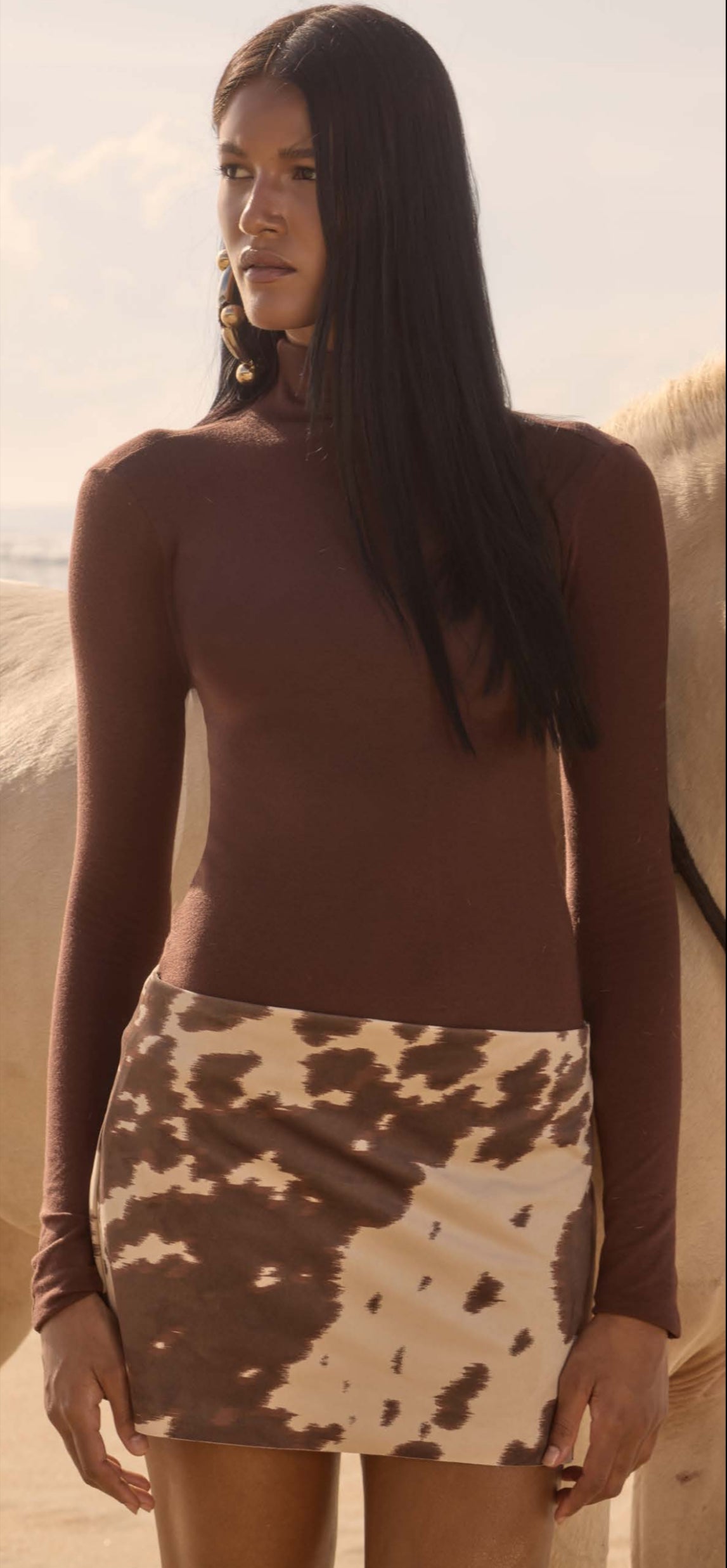 Thayane Cow Print Mini Skirt