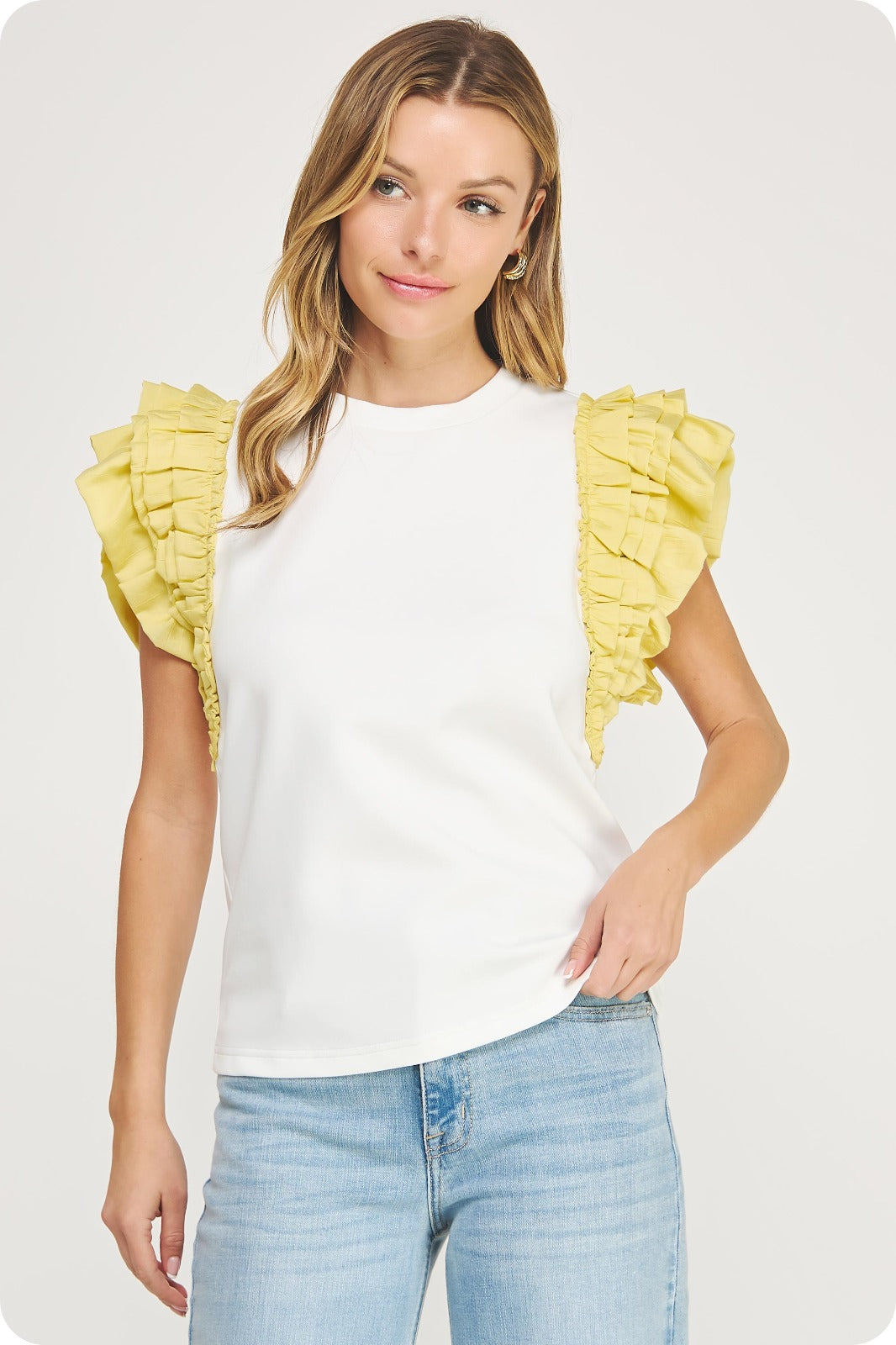 Butter Ruffle Sleeve Top