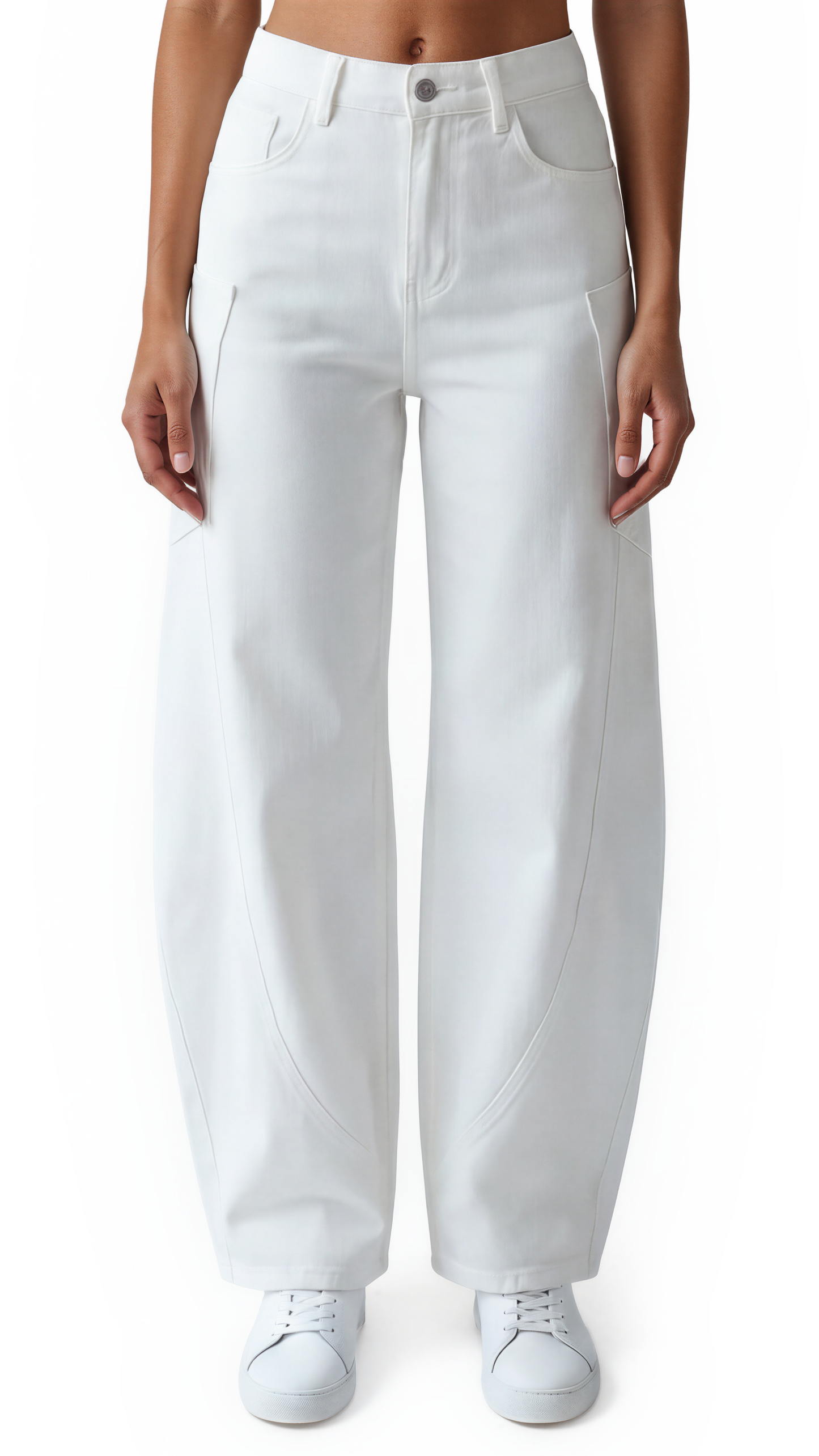 Harlow Barrel Jeans – White