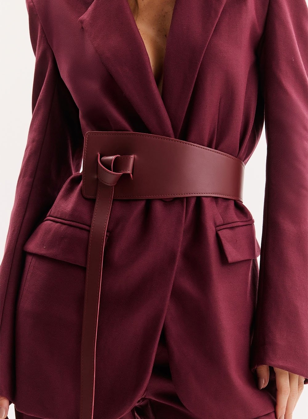 Daiane Burgundy Belted Set