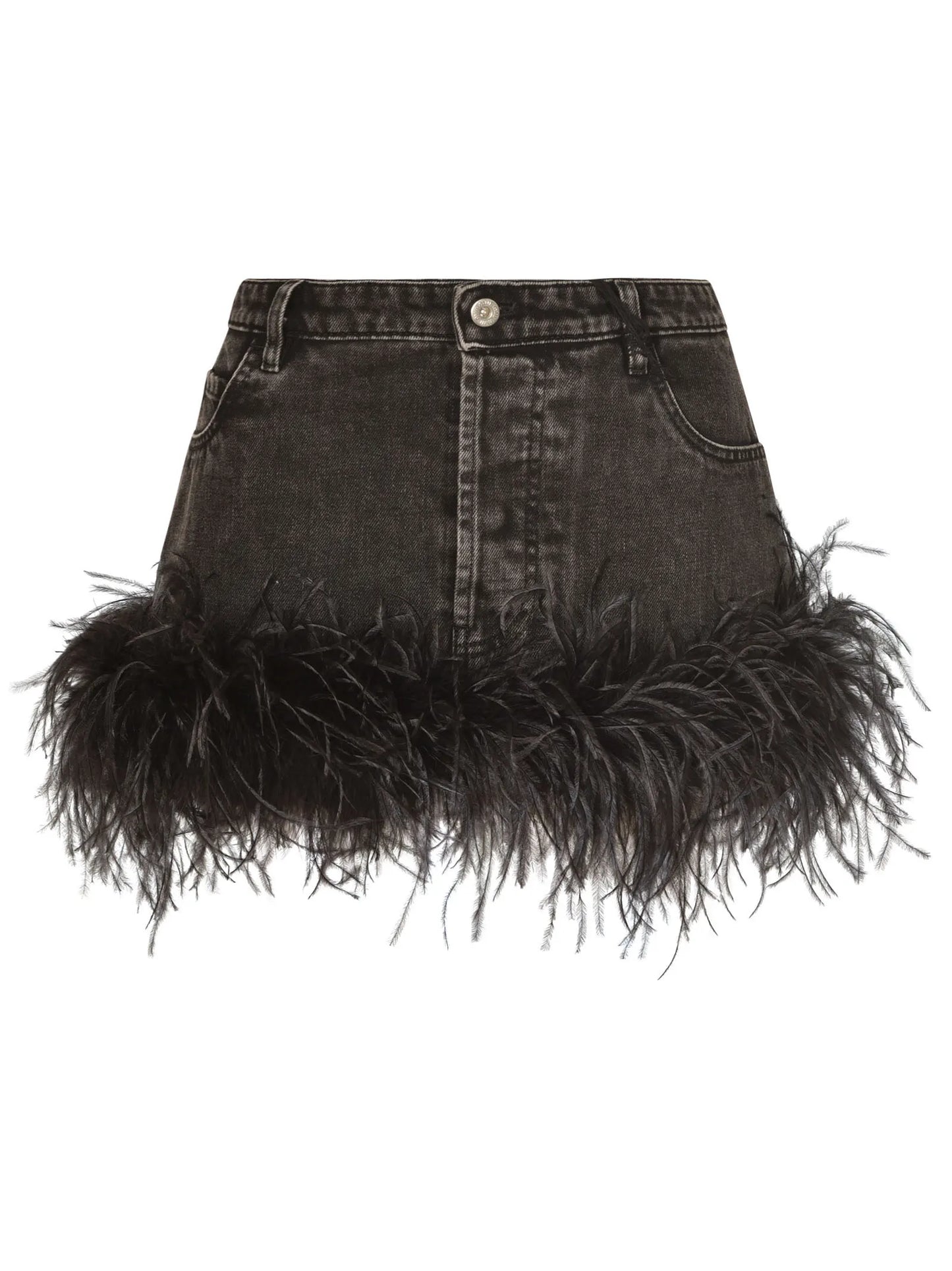 The 'Jetset' Ostrich Feather Denim Skirt