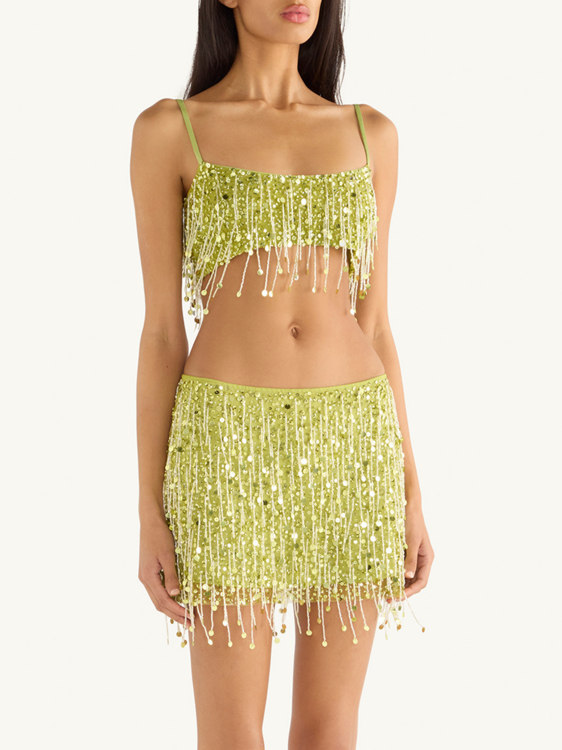 Yasmin Hand Beaded Set - Chartreuse