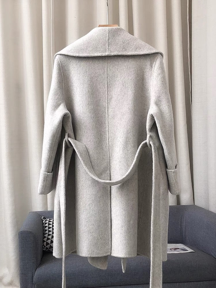 Fernanda Fox Fur and cashmere coat- Grey