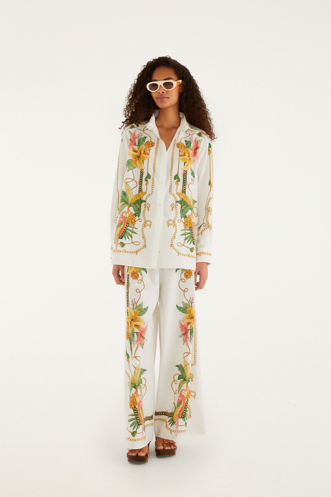 Tropical Royalty Off-White Pants Set