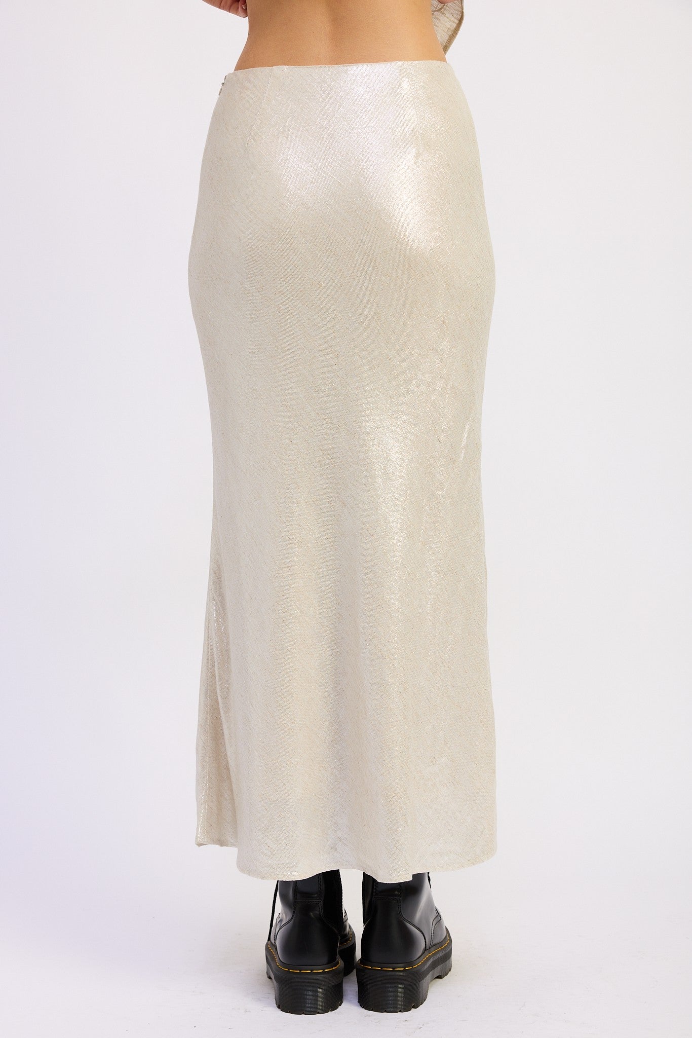 Metallic Halter Top & Midi Skirt Set – Champagne