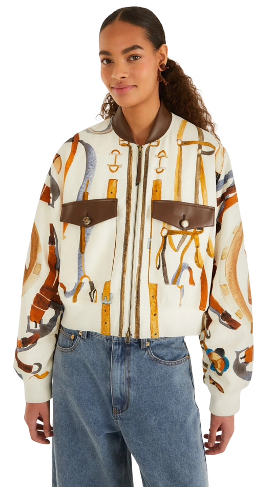 Off-White Equestrian Scarf Pockets Bomber Jacket