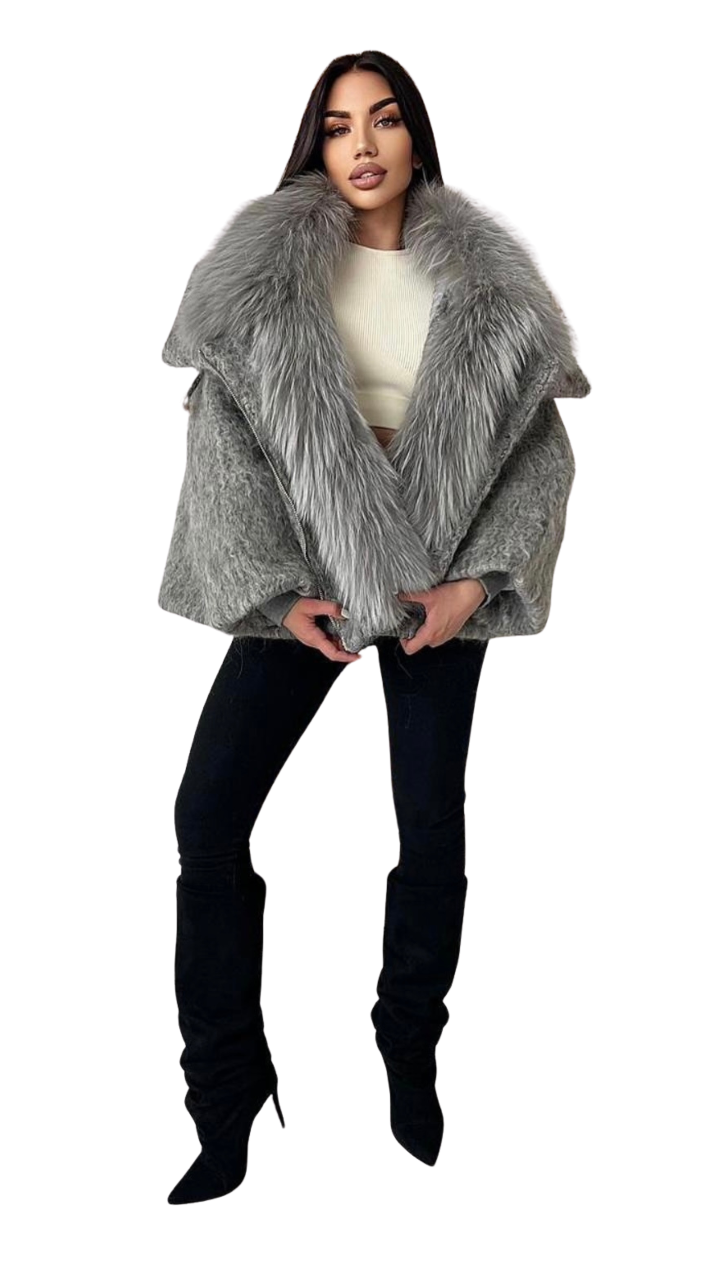 Sterling Silver Fox Fur Jacket