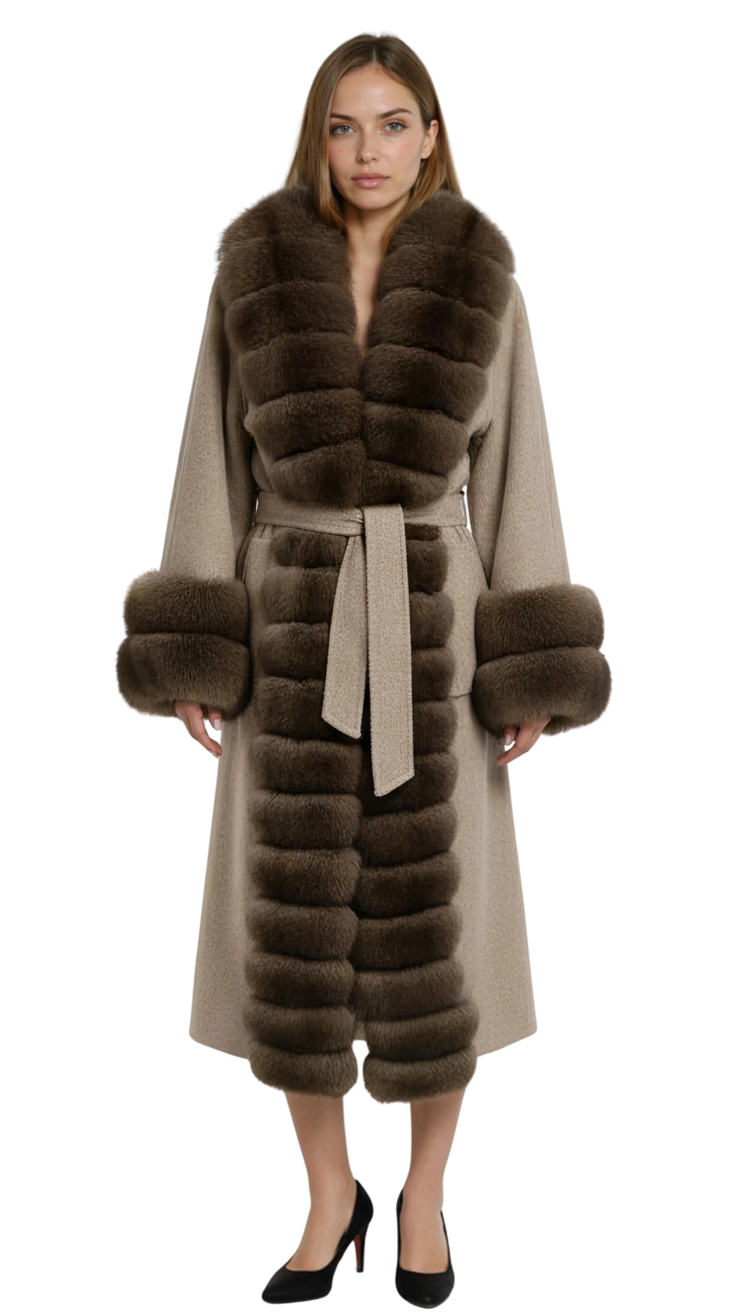 The Sophia Cashmere & Fox Fur Trim Coat