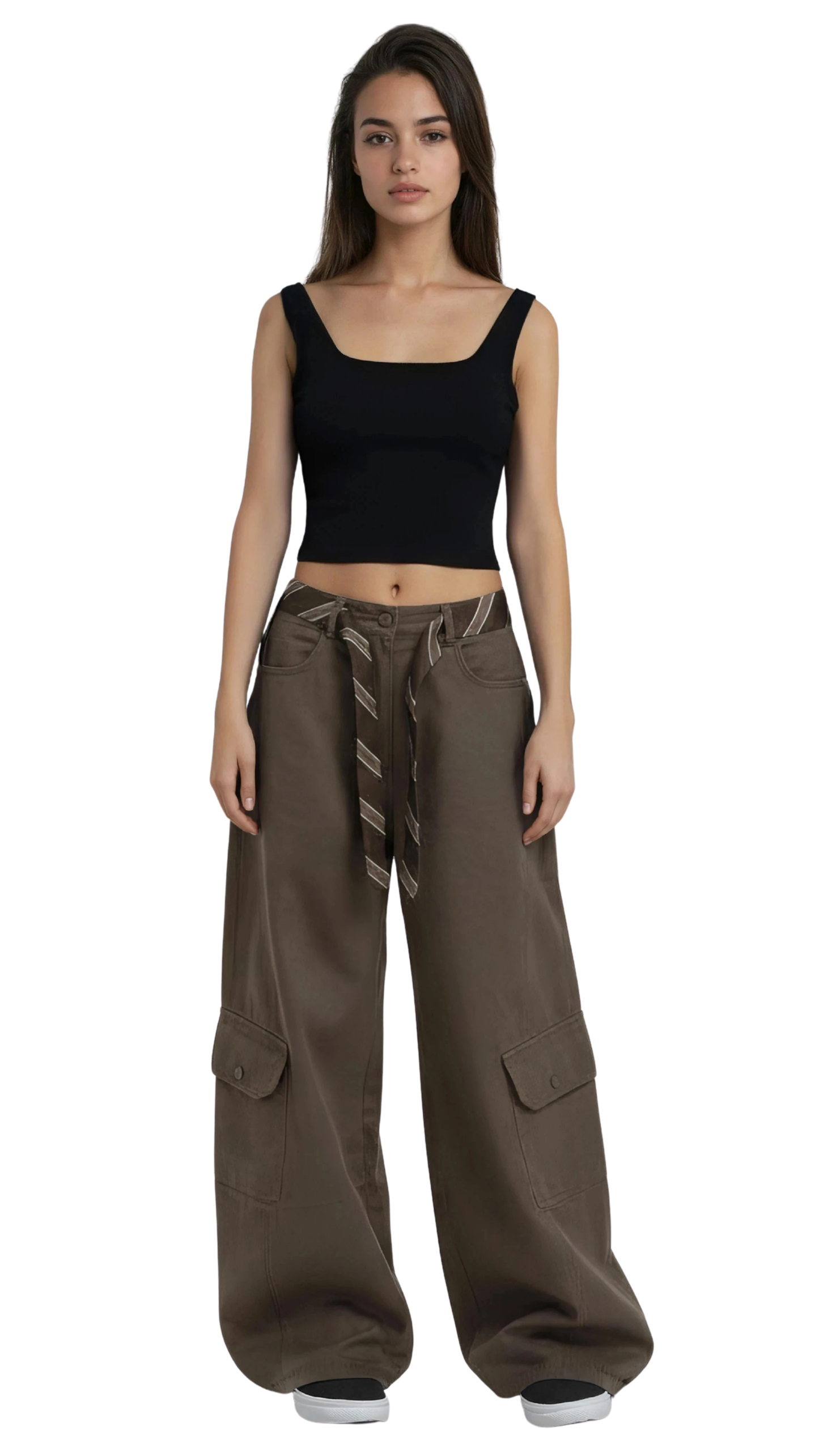 The Wanderer Cargo Wide-Leg Pants- Olive