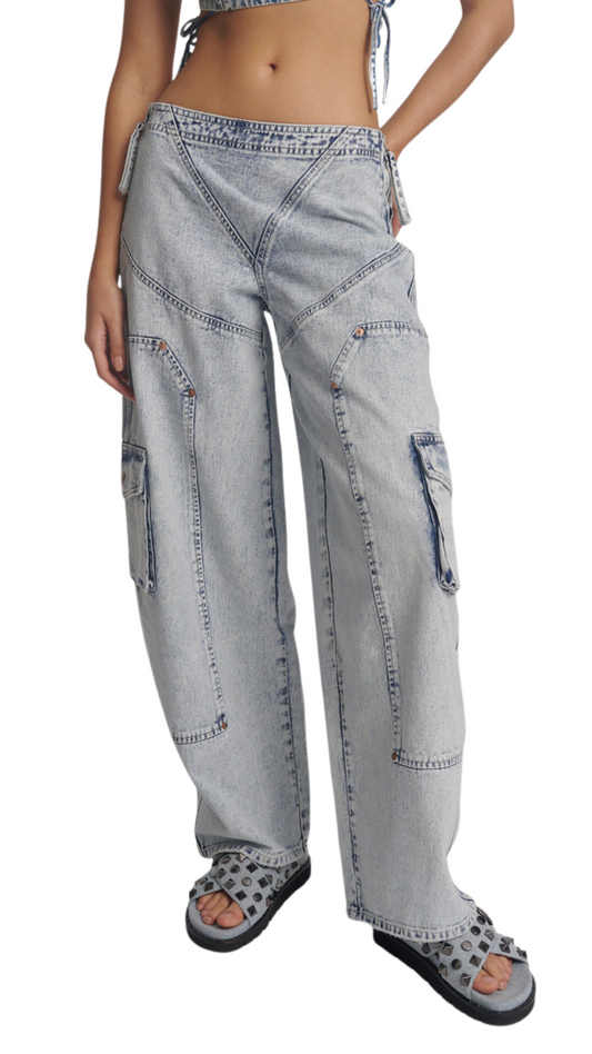 Ravens Barrel Leg Denim Jeans - Bahama Blue