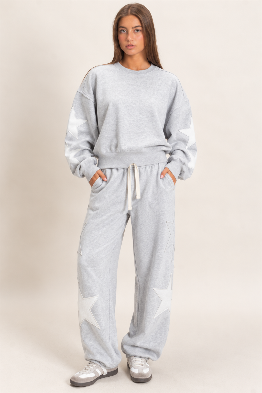 Varsity Star Sweat Set - Heather Gray
